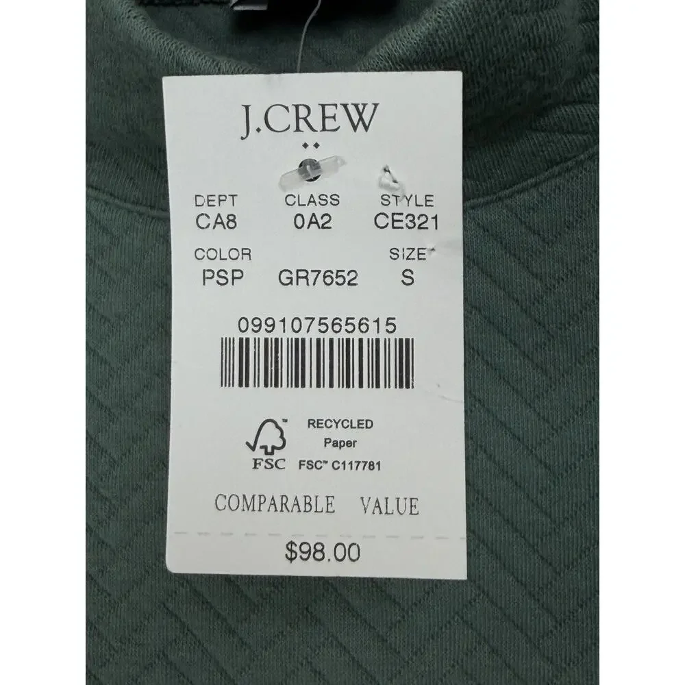 J.Crew Factory Sweatshirt Women's Sage Green S Herringbone Pullover Sweater NWT‎